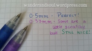 Comparison of Pilot Juice 0.38mm and 0.5mm Pens
